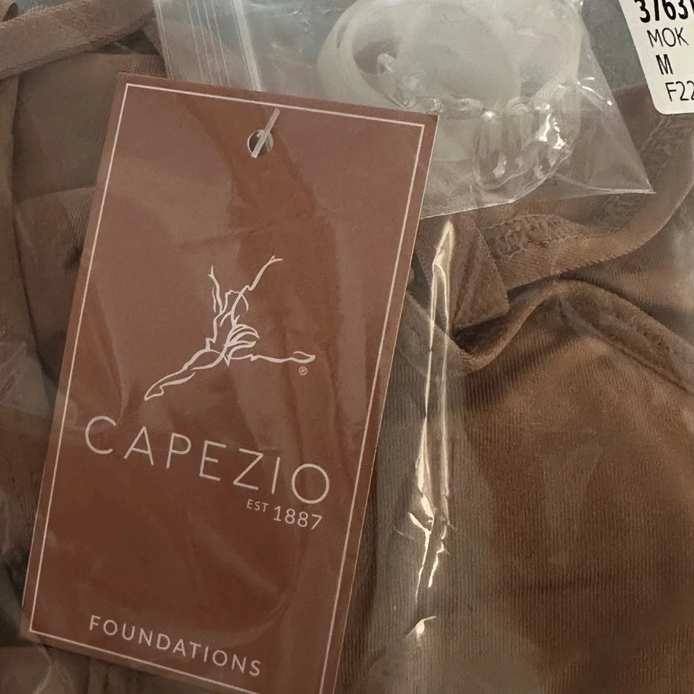 Capezio Plunge Neck Mesh Midriff Leotard Mocha Brown NWT Size CM
